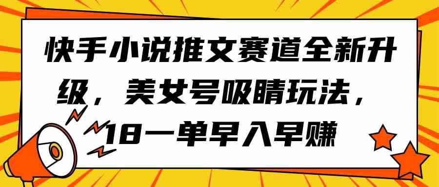 （9776期）快手小说推文赛道全新升级，美女号吸睛玩法，18一单早入早赚-3YVIP资源库