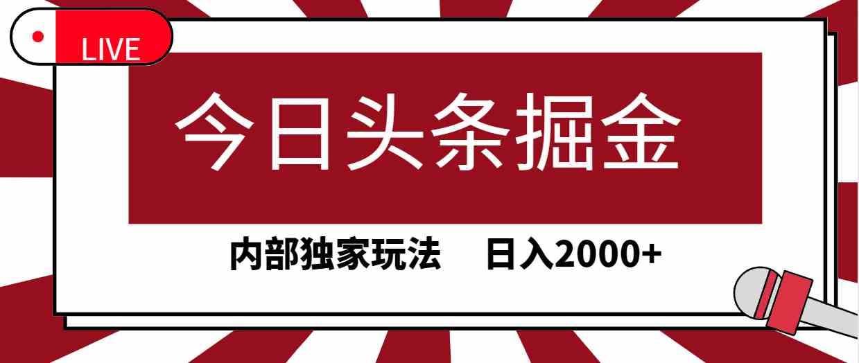 （9832期）今日头条掘金，30秒一篇文章，内部独家玩法，日入2000+-3YVIP资源库