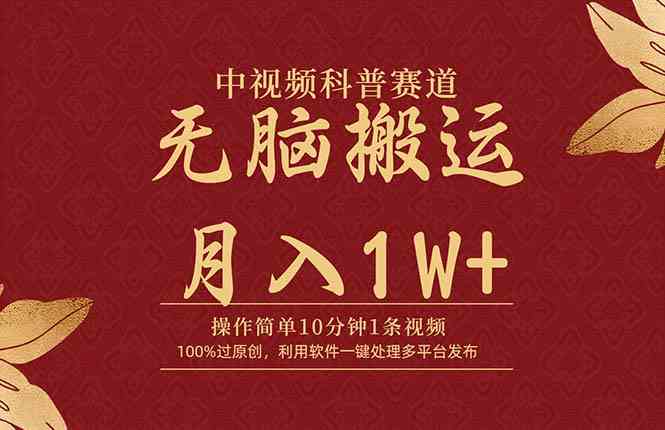 （9846期）中视频科普赛道，10分钟1条视频，条条爆款，100%过原创，无脑搬运月入1W+-3YVIP资源库