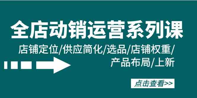 （9845期）全店·动销运营系列课：店铺定位/供应简化/选品/店铺权重/产品布局/上新-3YVIP资源库