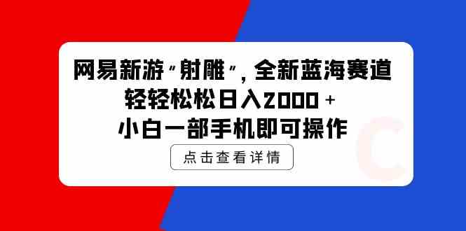 （9936期）网易新游 射雕 全新蓝海赛道，轻松日入2000＋小白一部手机即可操作-3YVIP资源库