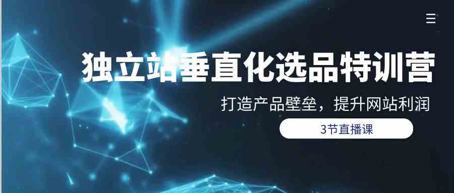 （9925期）独立站-垂直化选品训练营，打造产品壁垒，提升网站利润（3节直播课）-3YVIP资源库