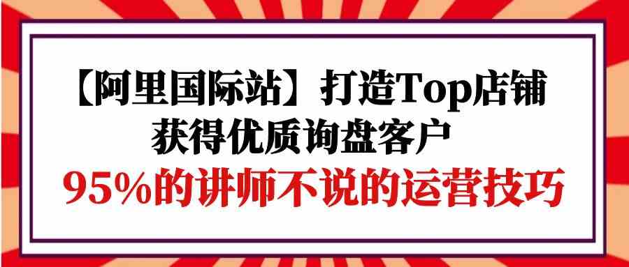 （9976期）【阿里国际站】打造Top店铺-获得优质询盘客户，95%的讲师不说的运营技巧-3YVIP资源库