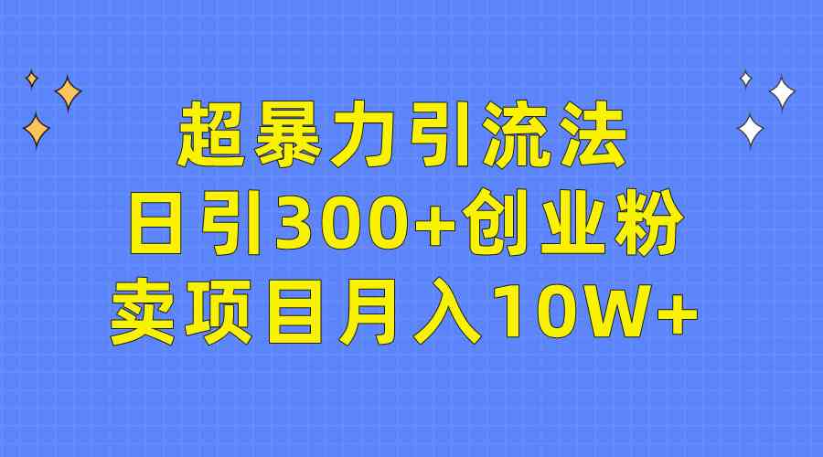 （9954期）超暴力引流法，日引300+创业粉，卖项目月入10W+-3YVIP资源库
