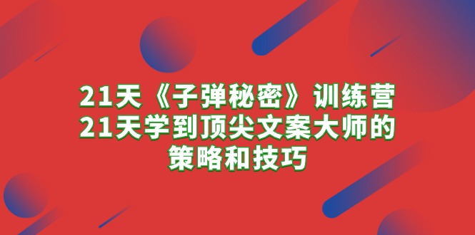 （10210期）21天《子弹秘密》训练营，21天学到顶尖文案大师的策略和技巧-3YVIP资源库