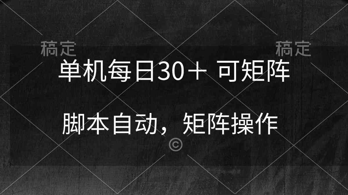 （10100期）单机每日30＋ 可矩阵，脚本自动 稳定躺赚-3YVIP资源库