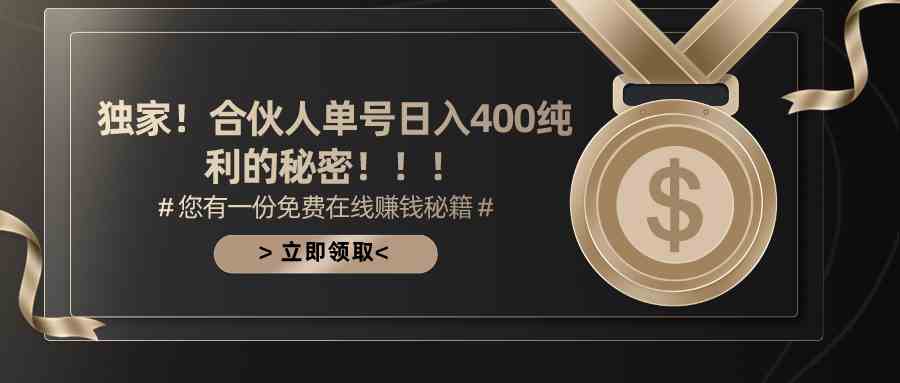 （10028期）合伙人广告撸金最新玩法，每天单号400纯利-3YVIP资源库