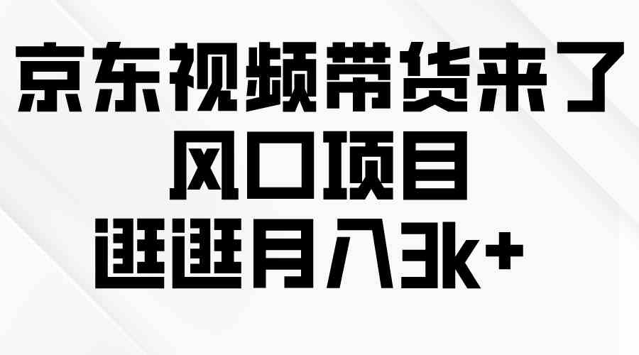 （10025期）京东短视频带货来了，风口项目，逛逛月入3k+-3YVIP资源库
