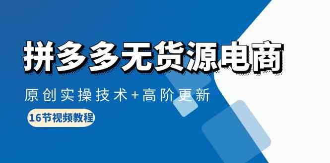 （10015期）拼多多无货源电商，原创实操技术+高阶更新（16节视频教程）-3YVIP资源库