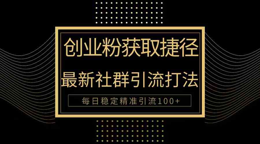（10040期）创业粉捷径！最新被动引流方法大揭秘，实现每日100+精准引流-3YVIP资源库