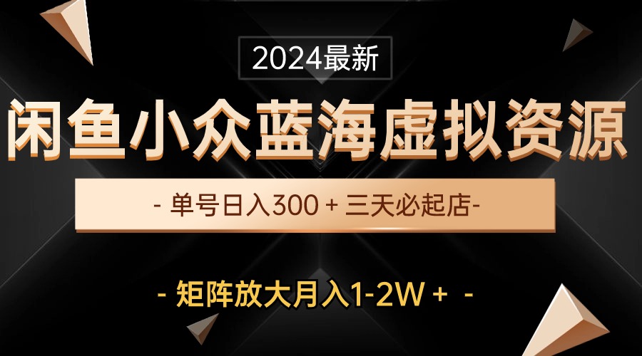（10336期）最新闲鱼小众蓝海虚拟资源，单号日入300＋，三天必起店，矩阵放大月入1-2W-3YVIP资源库