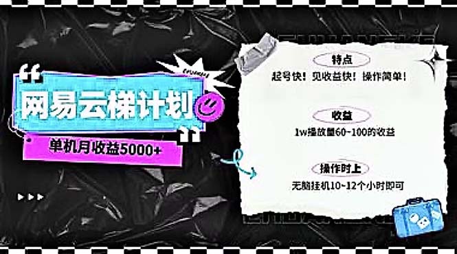 （10389期）2024网易云云梯计划 单机日300+ 无脑月入5000+-3YVIP资源库