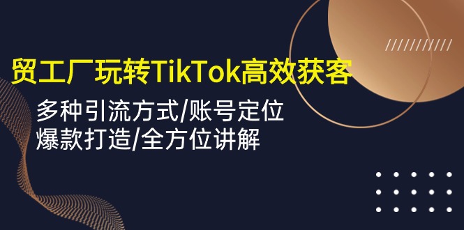 （10302期）外贸工厂玩转TikTok高效获客，多种引流方式/账号定位/爆款打造/全方位讲解-3YVIP资源库