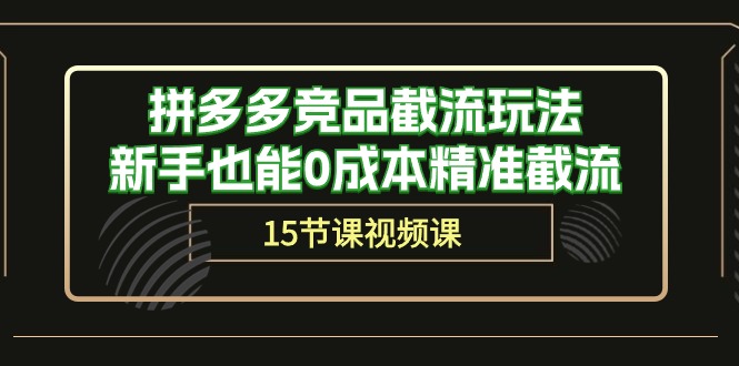 （10301期）拼多多竞品截流玩法，新手也能0成本精准截流（15节课）-3YVIP资源库