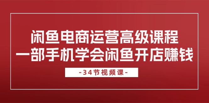 （10686期）闲鱼电商运营高级课程，一部手机学会闲鱼开店赚钱（34节课）-3YVIP资源库