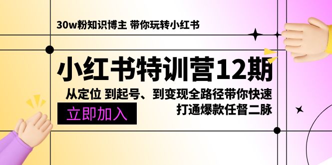 （10666期）小红书特训营12期：从定位 到起号、到变现全路径带你快速打通爆款任督二脉-3YVIP资源库