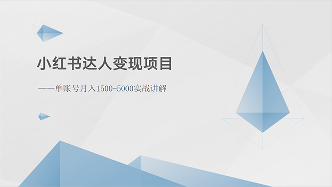 （10720期）小红书达人变现项目：单账号月入1500-3000实战讲解-3YVIP资源库