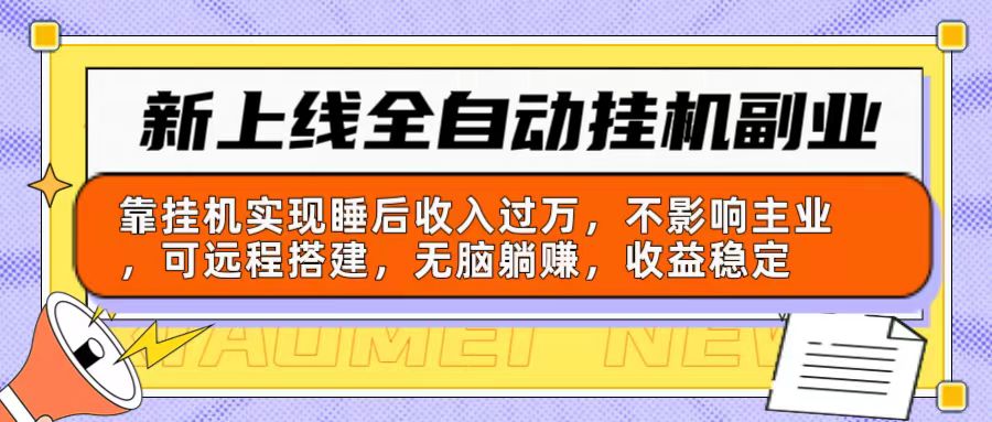 （10588期）新上线全自动挂机副业：靠挂机实现睡后收入过万，不影响主业可远程搭建…-3YVIP资源库