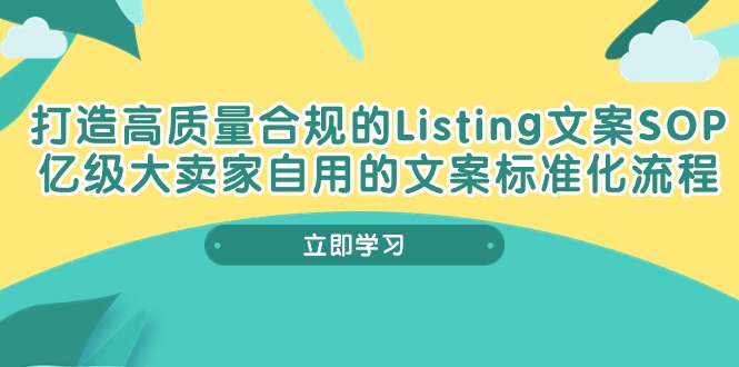 （10585期）打造高质量合规Listing文案SOP，亿级大卖家自用的文案标准化流程-3YVIP资源库