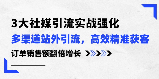 （10563期）3大社媒引流实操强化，多渠道站外引流/高效精准获客/订单销售额翻倍增长-3YVIP资源库