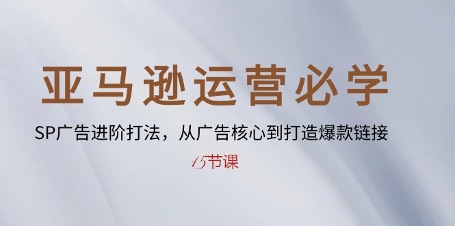 （10531期）亚马逊运营必学： SP广告进阶打法，从广告核心到打造爆款链接-15节课-3YVIP资源库