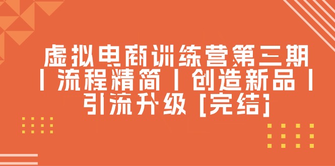 （10960期）虚拟电商训练营第三期丨流程精简丨创造新品丨引流升级 [完结]-3YVIP资源库
