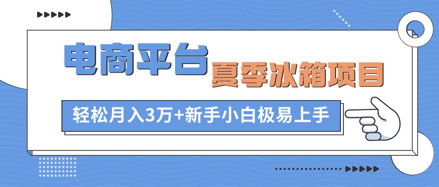 （10934期）电商平台夏季冰箱项目，轻松月入3万+，新手小白极易上手-3YVIP资源库