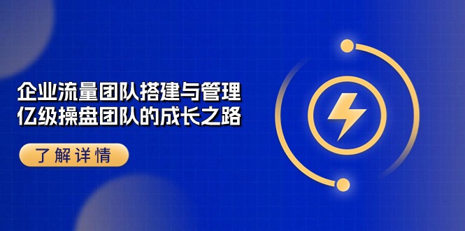（10837期）企业 流量团队-搭建与管理，亿级 操盘团队的成长之路（28节课）-3YVIP资源库
