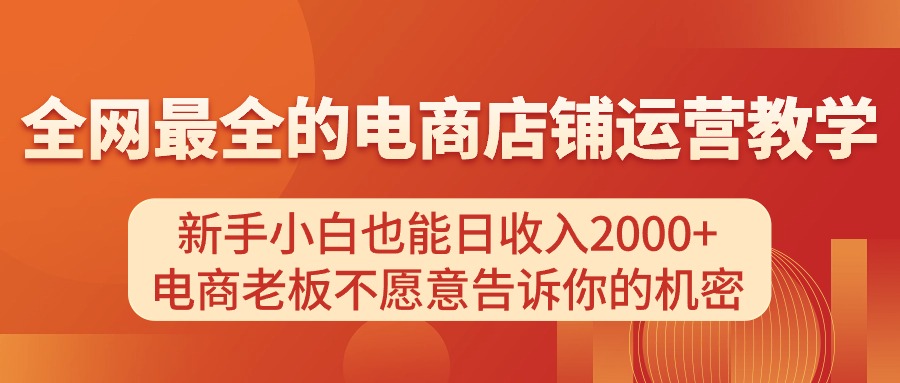 （11266期）电商店铺运营教学，新手小白也能日收入2000+，电商老板不愿意告诉你的机密-3YVIP资源库