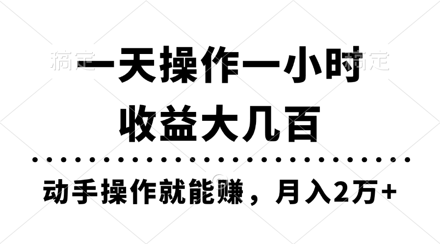 （11263期）一天操作一小时，收益大几百，动手操作就能赚，月入2万+教学-3YVIP资源库
