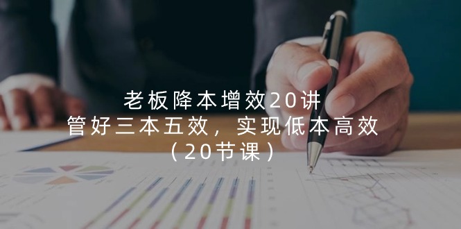 （11238期）老板 降本增效20讲，管好 三本五效，实现低本高效（20节课）-3YVIP资源库