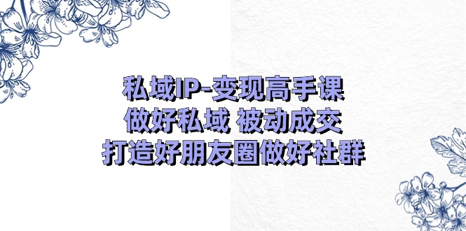 （11209期）私域IP-变现高手课：做好私域 被动成交，打造好朋友圈做好社群（18节）-3YVIP资源库