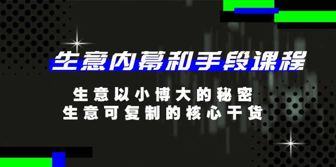 （11085期）生意 内幕和手段课程，生意以小博大的秘密，生意可复制的核心干货-20节-3YVIP资源库
