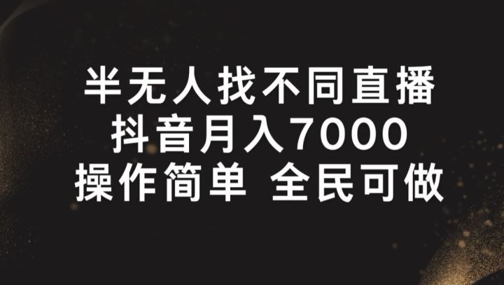 半无人找不同直播，月入7000+，操作简单 全民可做【揭秘】-3YVIP资源库