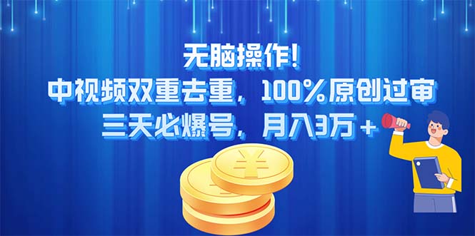 （11353期）无脑操作!中视频双重去重，100%原创过审，三天必爆号，月入3万+-3YVIP资源库