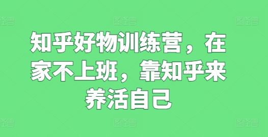 知乎好物训练营，在家不上班，靠知乎来养活自己-3YVIP资源库
