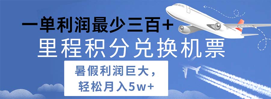 （11385期）2024暑假利润空间巨大的里程积分兑换机票项目，每一单利润最少500-3YVIP资源库