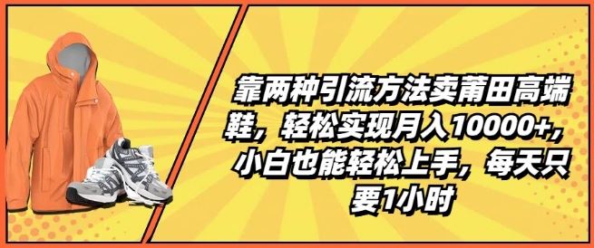 靠两种引流方法卖莆田高端鞋，轻松实现月入1W+，小白也能轻松上手，每天只要1小时【揭秘】-3YVIP资源库