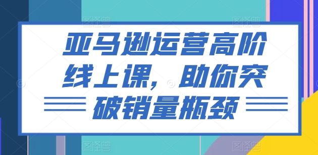 亚马逊运营高阶线上课，助你突破销量瓶颈-3YVIP资源库
