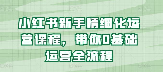 小红书新手精细化运营课程，带你0基础运营全流程-3YVIP资源库
