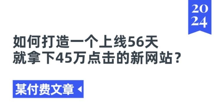 某付费文章《如何打造一个上线56天就拿下45万点击的新网站?》-3YVIP资源库