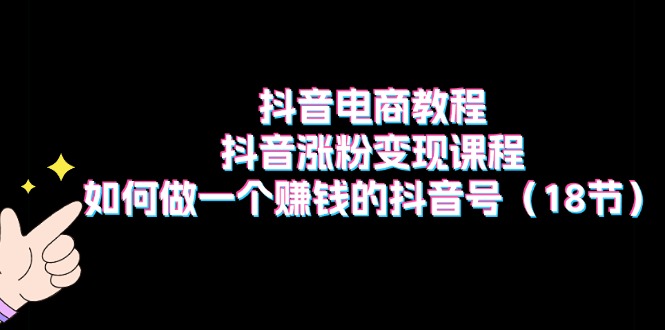 （11436期）抖音电商教程：抖音涨粉变现课程：如何做一个赚钱的抖音号（18节）-3YVIP资源库