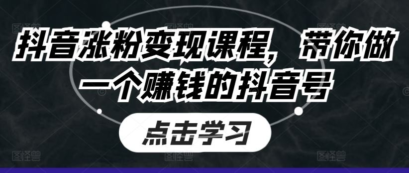 抖音涨粉变现课程，带你做一个赚钱的抖音号-3YVIP资源库
