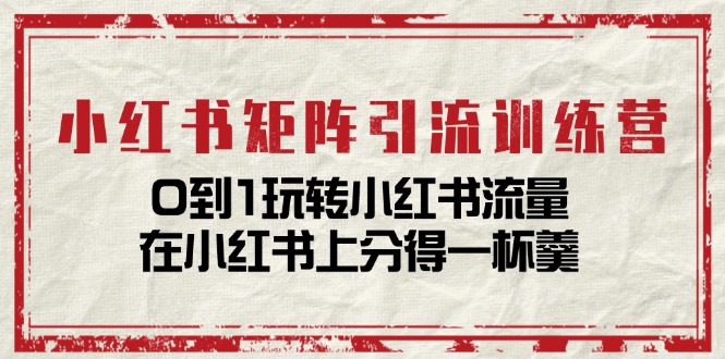 小红书矩阵引流训练营：0到1玩转小红书流量，在小红书上分得一杯羹（14节课）-3YVIP资源库