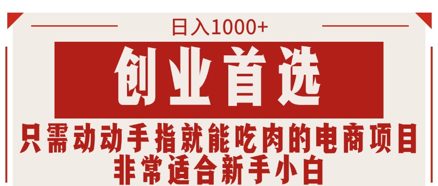 （11488期）只需动动手指就能吃肉的电商项目，日入1000+，创业首选，非常适合新手小白-3YVIP资源库