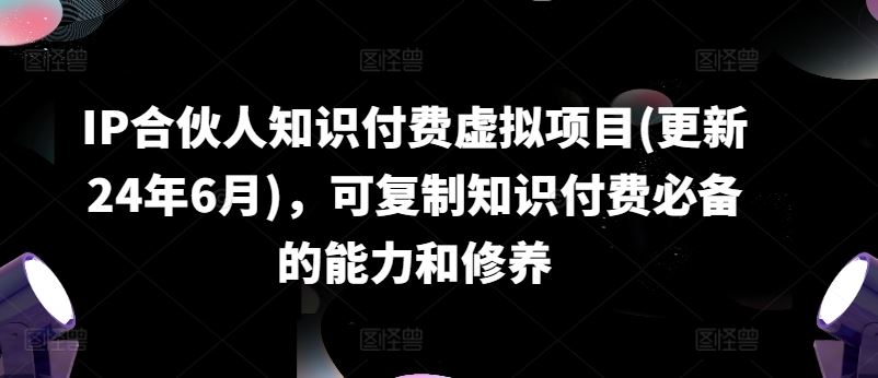 IP合伙人知识付费虚拟项目(更新24年6月)，可复制知识付费必备的能力和修养-3YVIP资源库