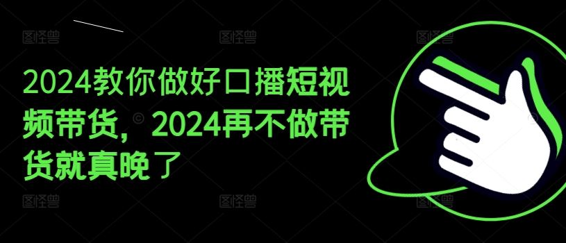 2024教你做好口播短视频带货，2024再不做带货就真晚了-3YVIP资源库