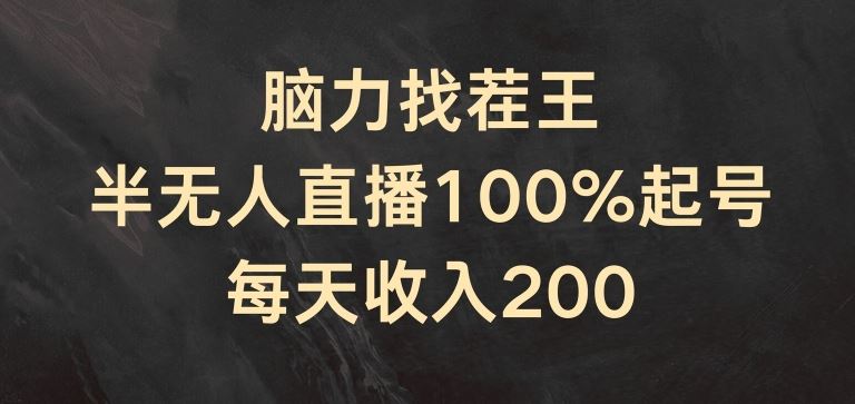 脑力找茬王，半无人直播100%起号，每天收入200+【揭秘】-3YVIP资源库