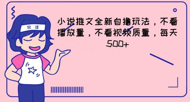 小说推文全新自撸玩法，不看播放量，不看视频质量，每天500+【揭秘】-3YVIP资源库