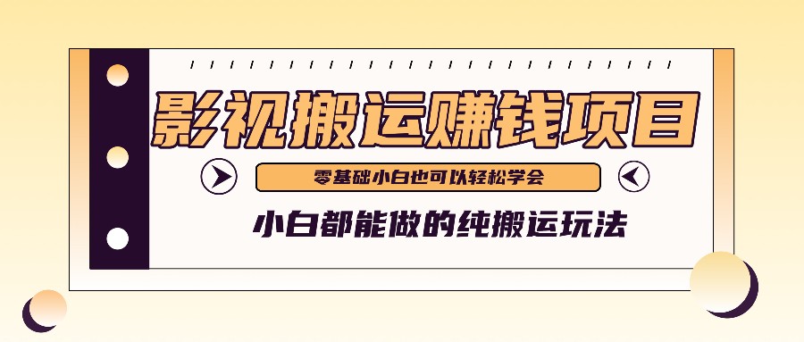 手把手教你操作影视搬运项目，小白都能做零基础也能赚钱-3YVIP资源库